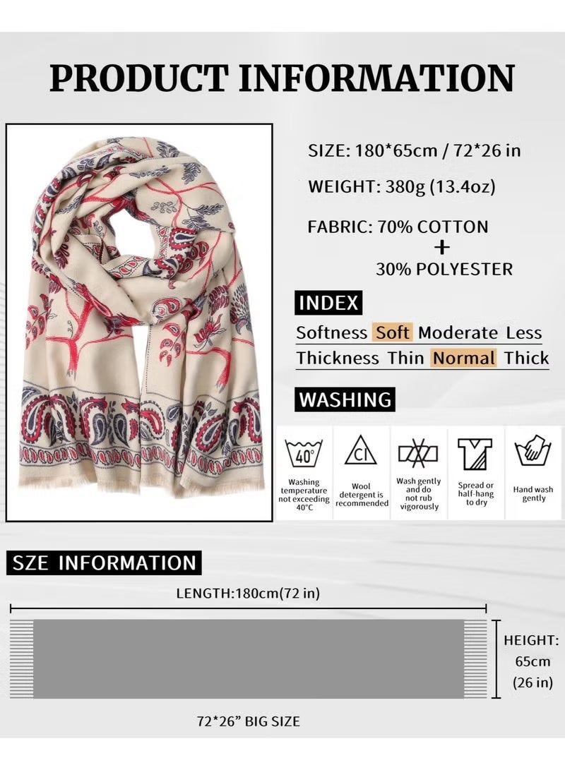 Womens Shawl, Cashmere Silk Scarf Soft Ponchos Cashew Flower Winter Warm Big Scarf for Women Shawls and Wraps for Evening Dresses, One Size - Image 5